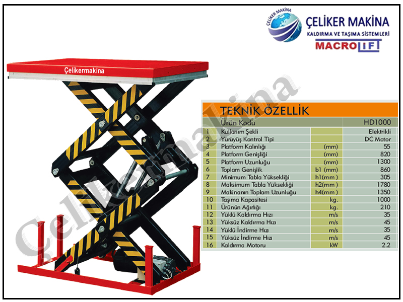 1 Ton Elektrikli Platform Teknik Özellikleri