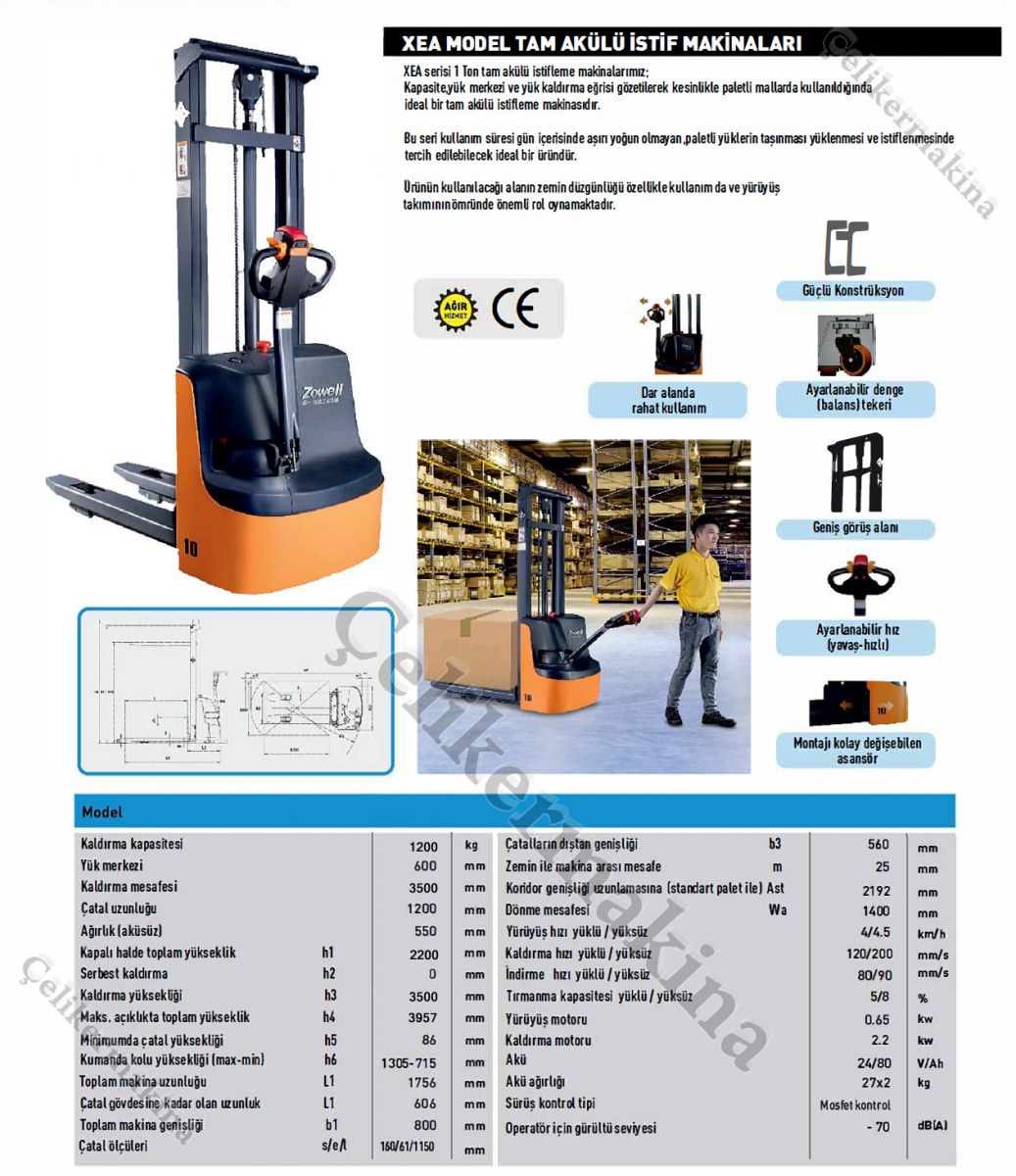 Full Akülü İstif Makinası Teknik Özellikleri
