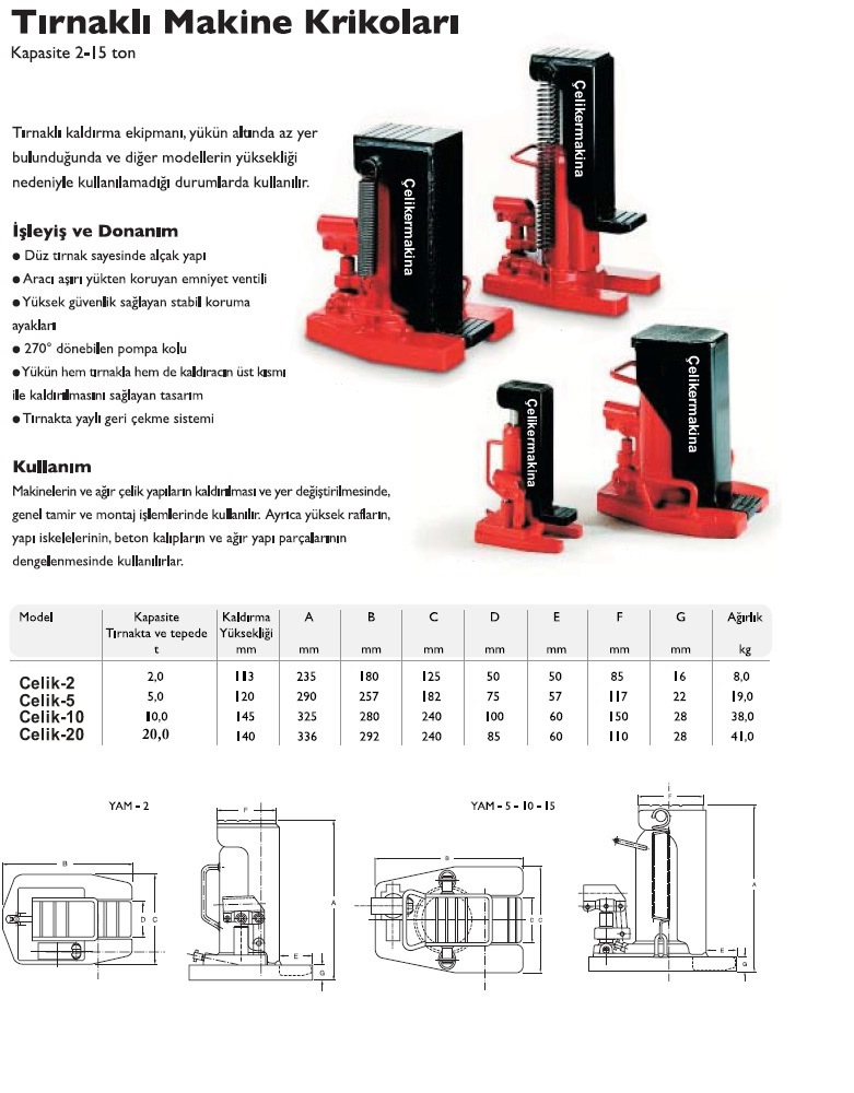 3 Ton Makine Krikosu Teknik Özellikleri