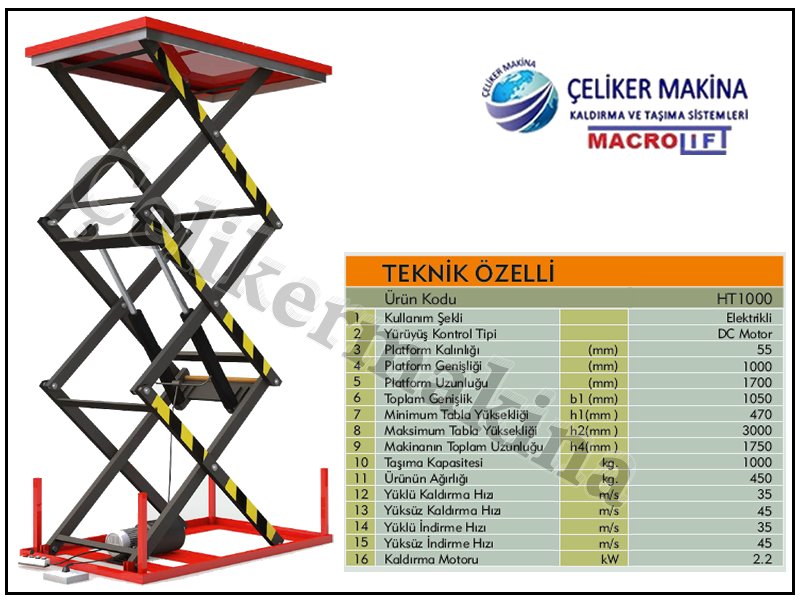 Elektrikli Platform HT1000 Teknik Özellikleri