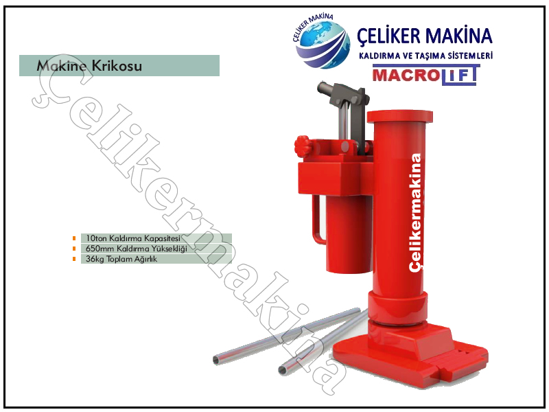 10 Ton Tırnaklı Makine Krikosu Teknik Özellikleri