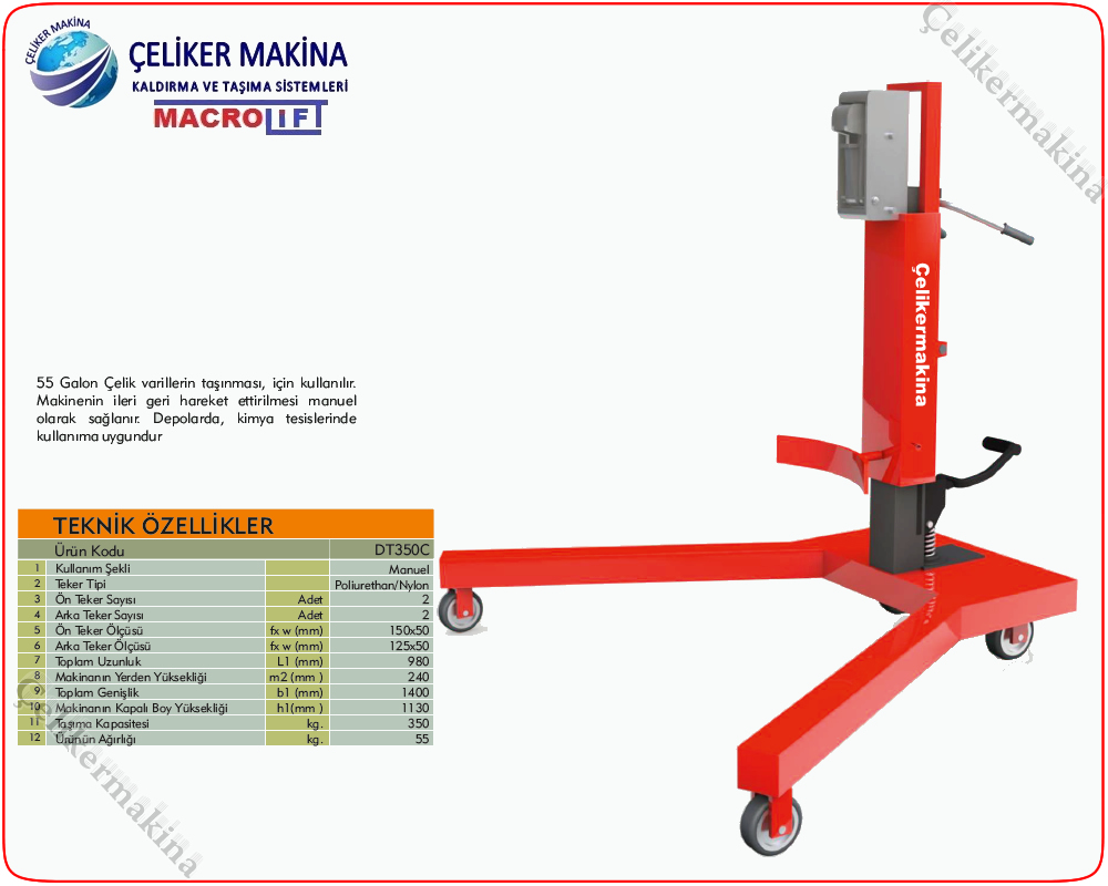 Varil Taşıma Arabası Teknik Özellikleri