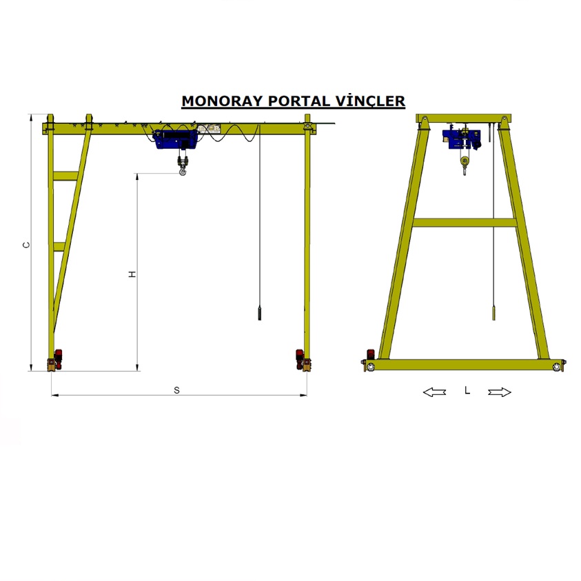 Monoray Portal Vinç Teknik Özellikleri