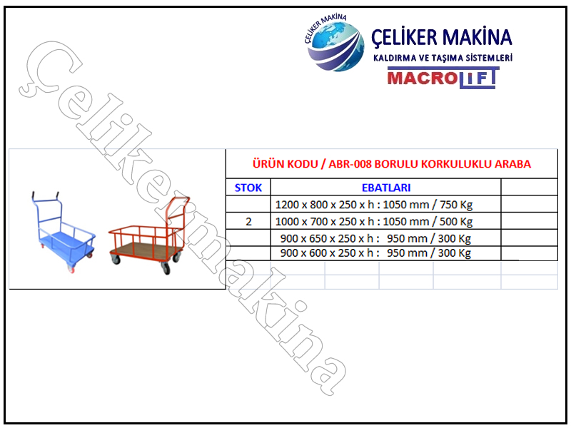 300 kg Paket Taşıma Arabası Teknik Özellikleri
