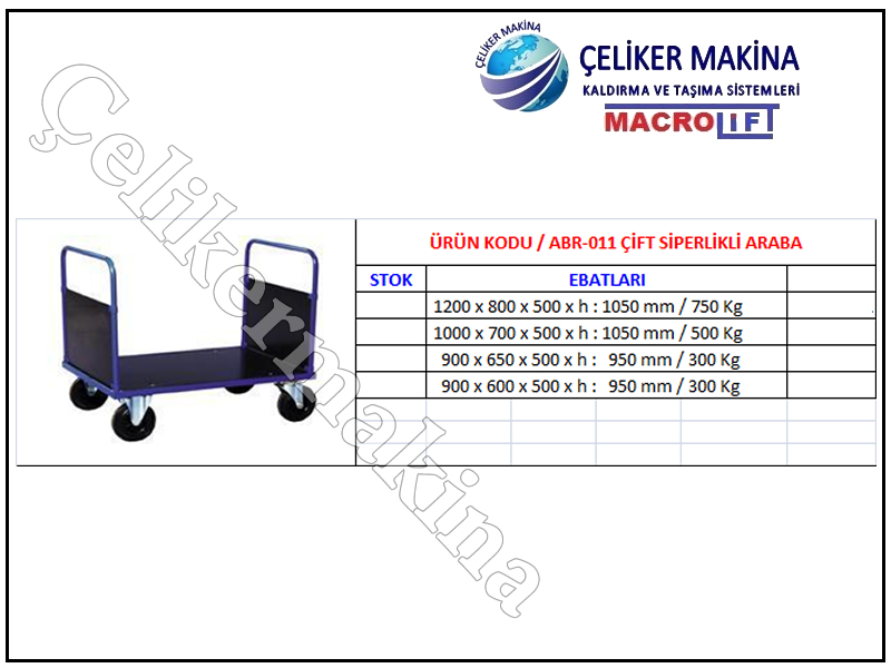 Paket Taşıma Arabası Teknik Özellikleri