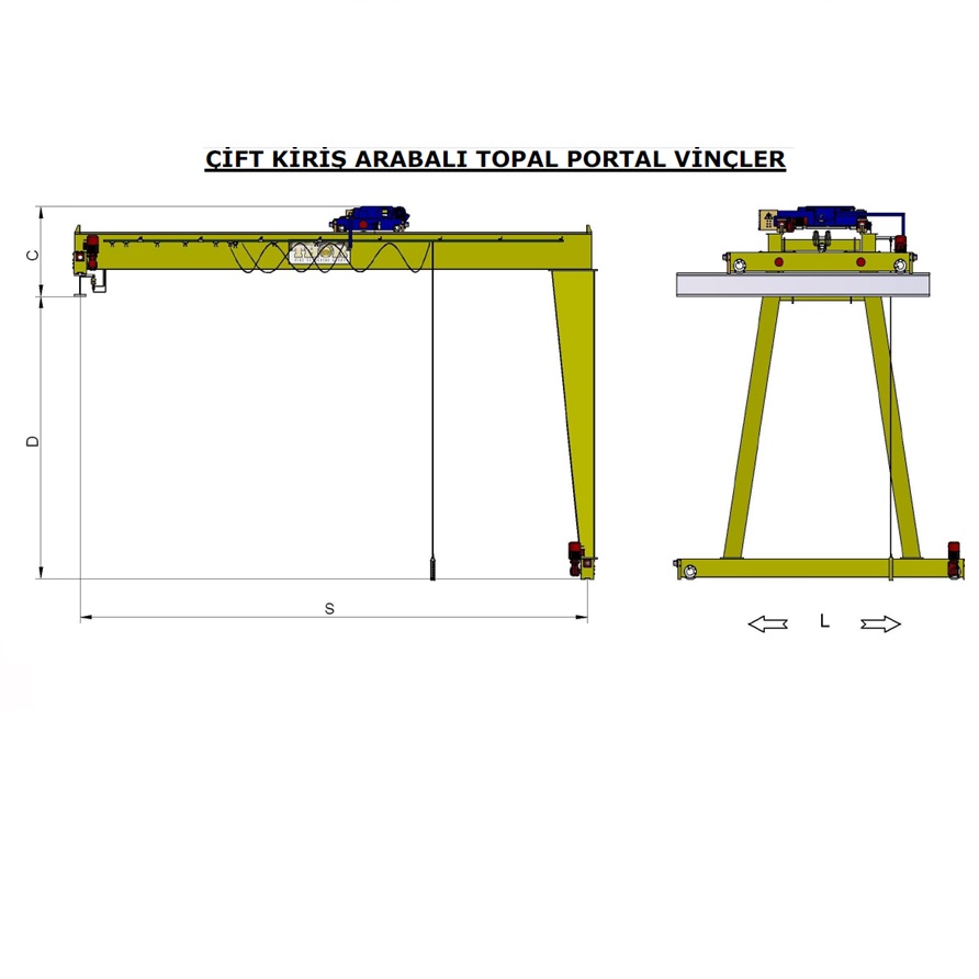 Portal Vinç Çift Kirişli Teknik Özellikleri