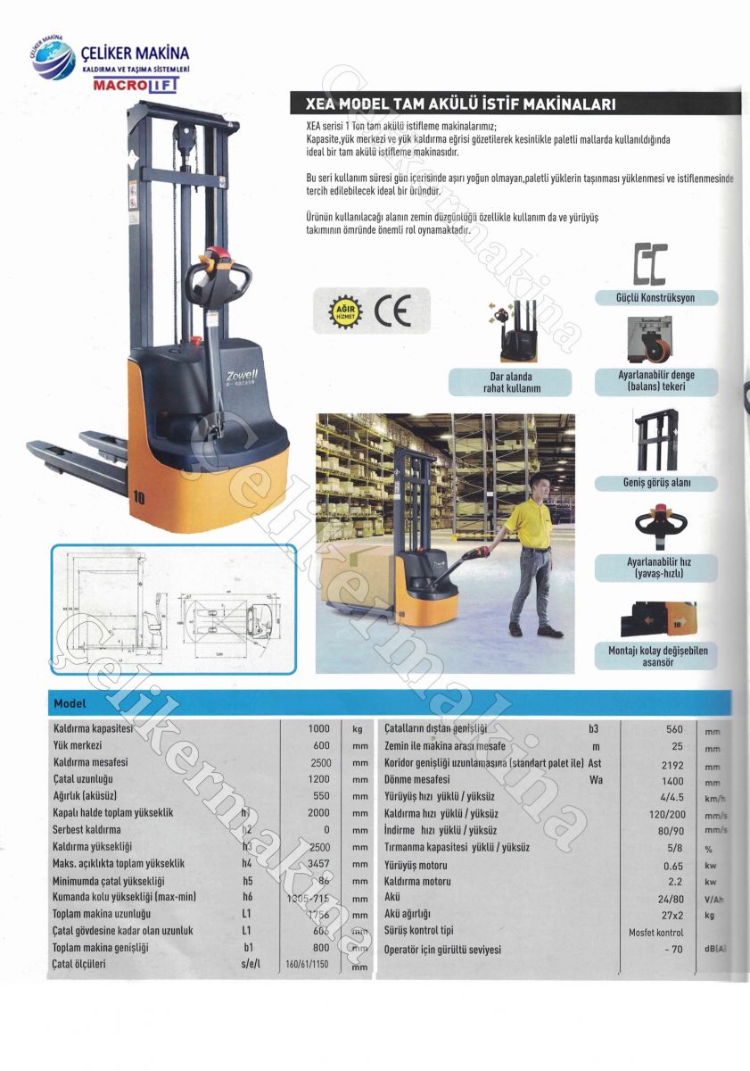 Full akülü İstif Makinesi Teknik Özellikleri