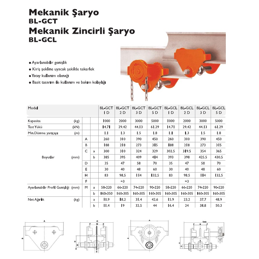 2 Ton Zincirli Şaryo Teknik Özellikleri
